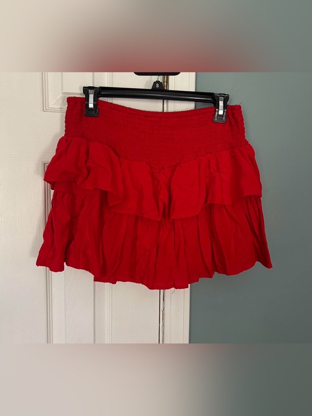 Red Ruffled Women's Shorts Skirt